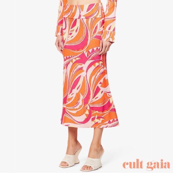 CULT GAIA **NWT** Laith Midi Skirt in Persian Paisley Rose - Fuchsia - Picture 8 of 14